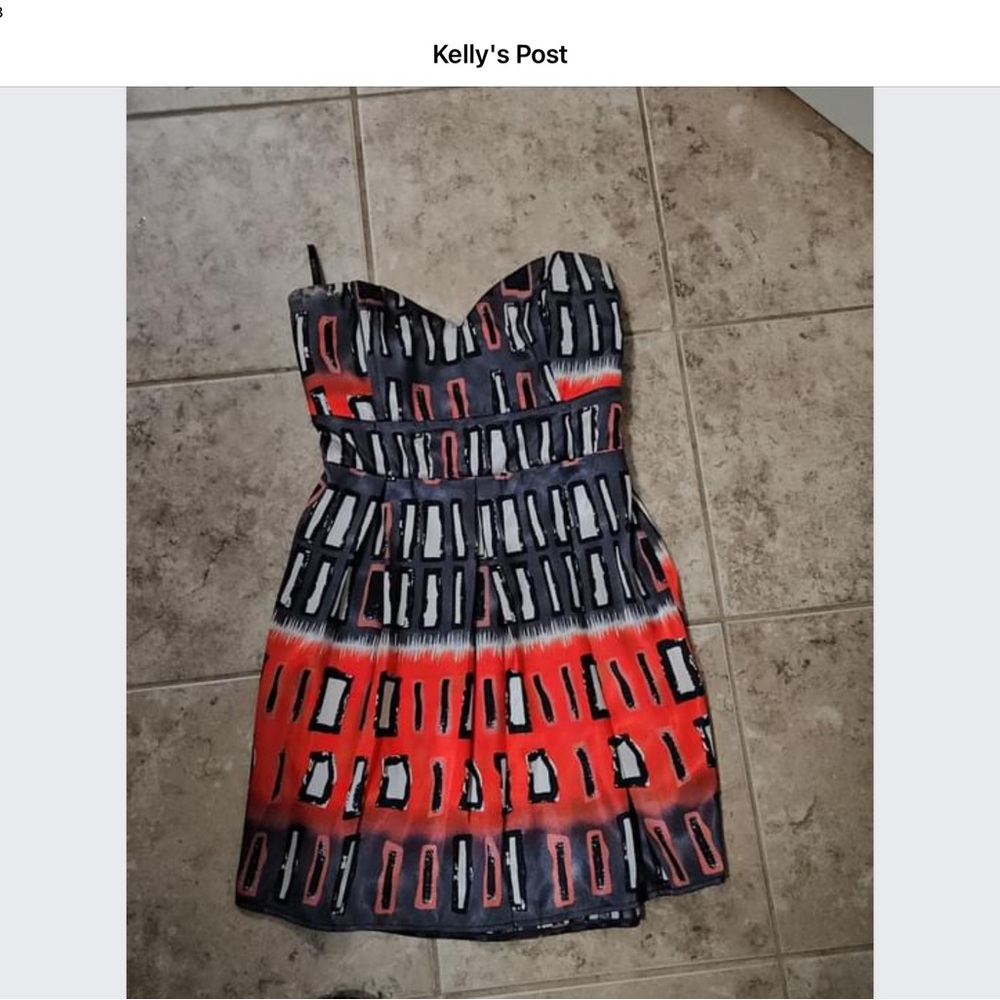 Kitty Red, black and gray formal strapless dress. Size 3/4